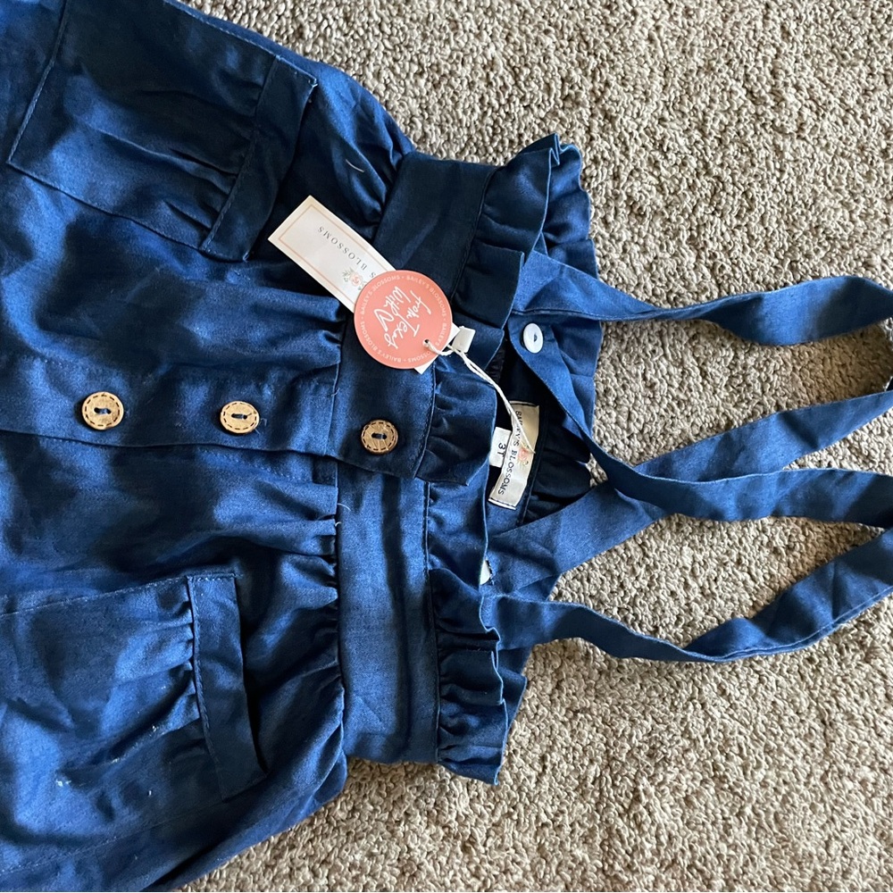 Red Minnie Mouse Hooded Dress with Blue Suspenders - Picture 2 of 6